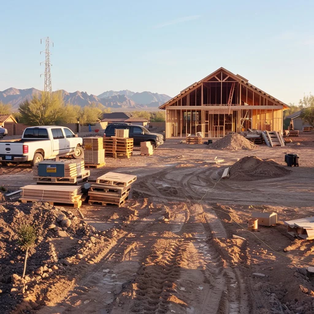 Ironwood Builders Instagram post, construction materials arranged on rammed earth